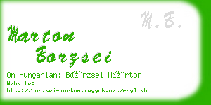 marton borzsei business card